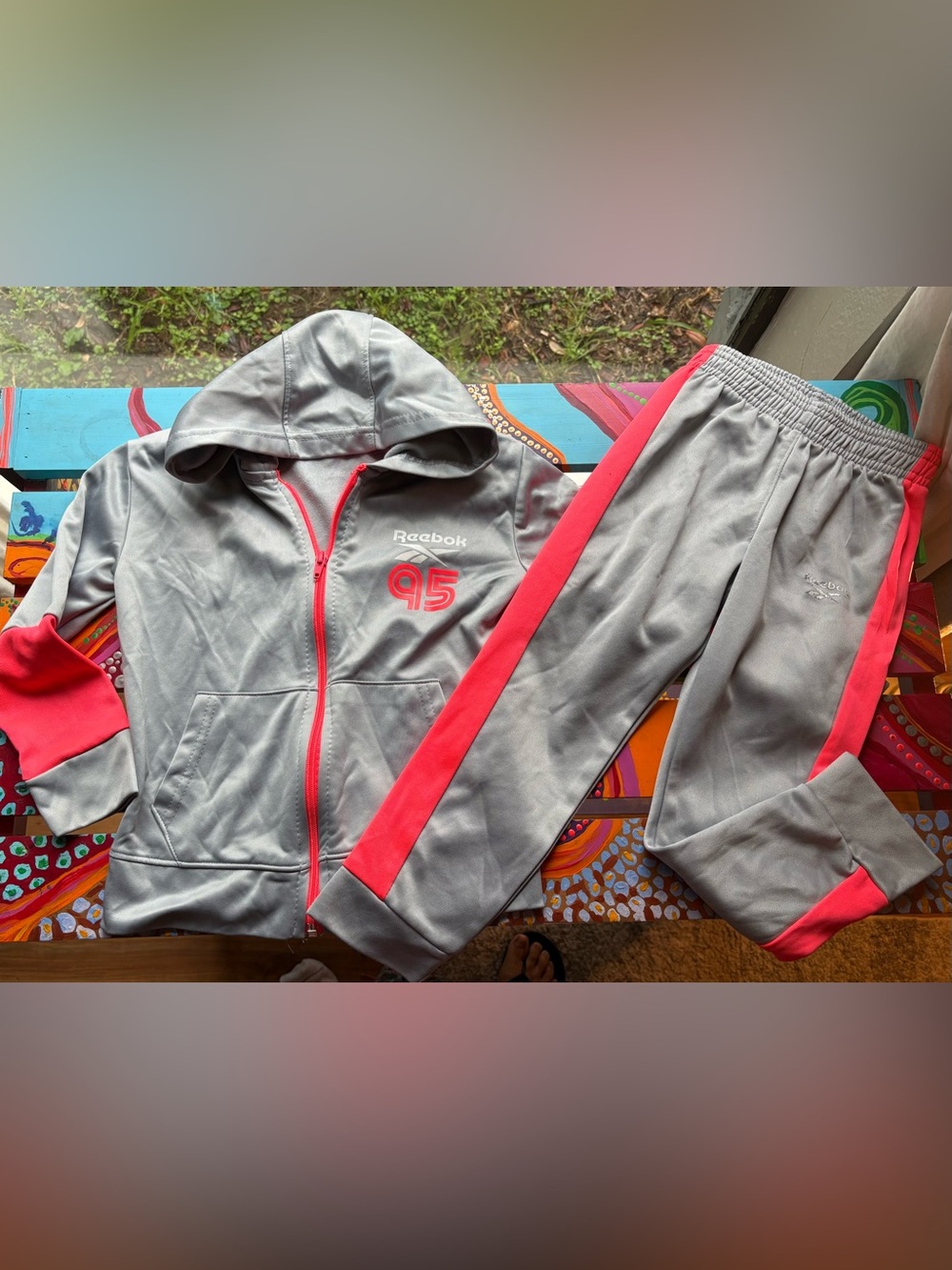Reebok Gray Hooded Track Jacket and Pant Set Kids Size 5